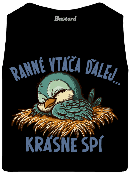 Ranné vtáča spí pánske tielko Black