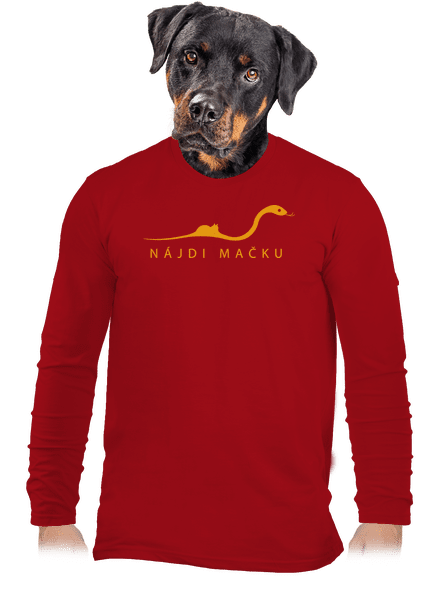 Nájdi mačku pánske dlhý rukáv Red