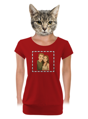 Ghibli efekt z vlastnej fotky dámske tričko s lemom Red Mal