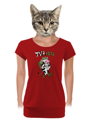 Tur na cestách dámske tričko s lemom Red Mal