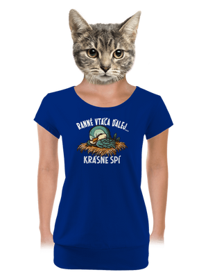 Ranné vtáča spí dámske tričko s lemom Royal Blue Mal