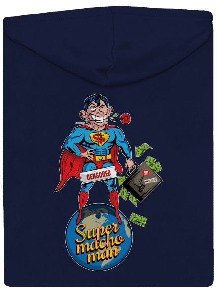 Supermachoman pánska mikina na zips Navy