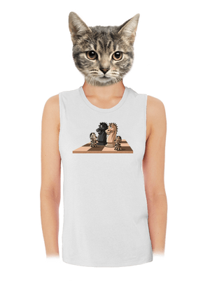 Šachová rodina dámske tielko voľné White