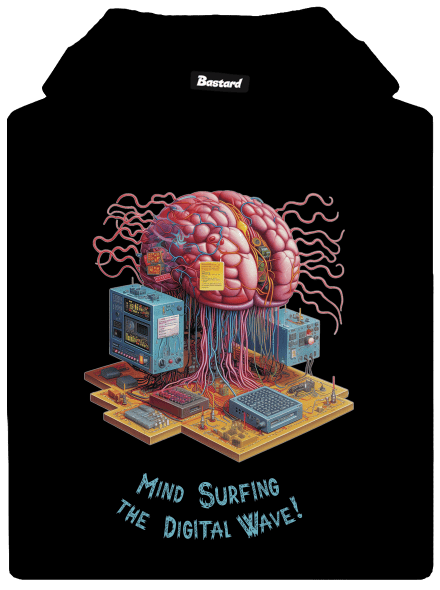 Mind surfing the digital wave pánska mikina klokanka Black