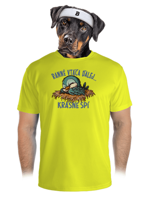 Ranné vtáča spí pánske športové tričko Neon Yellow