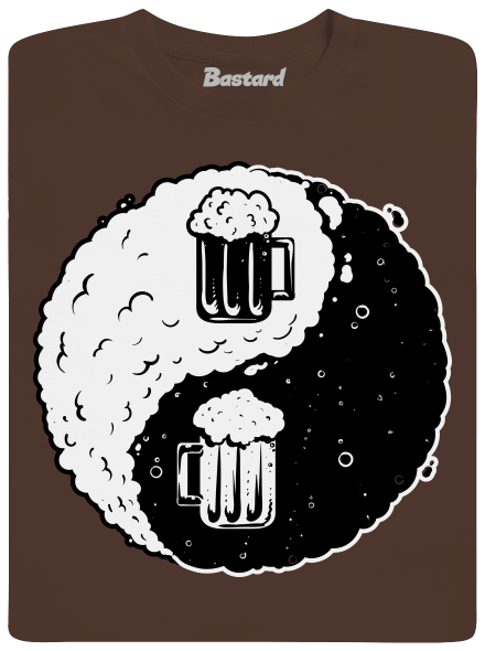Jin Jang pivo pánske tričko Brown