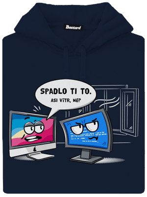 Mac vs. Windows pánska mikina klokanka Navy