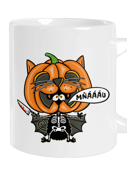 Halloweenská kočička veľký hrnček White