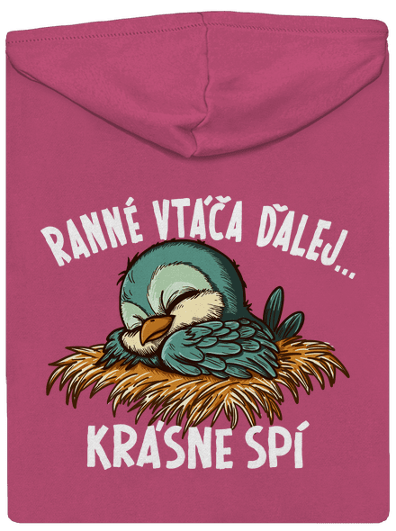 Ranné vtáča spí dámska mikina na zips Magenta