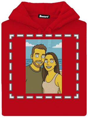 Simpsonovi z vlastnej fotky pánska mikina klokanka Red