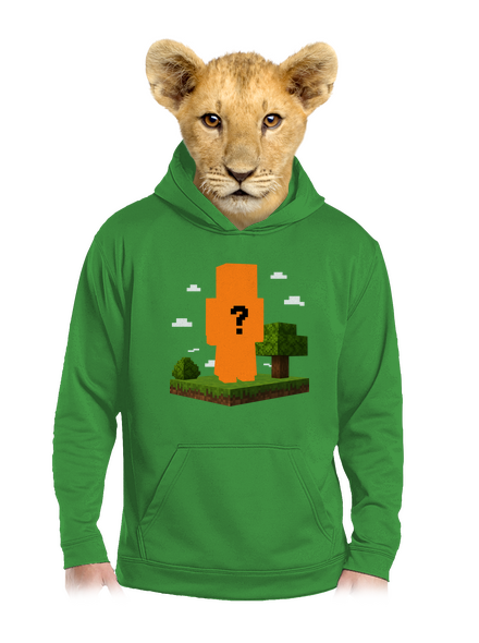 Minecraft z vlastnej fotky detská mikina klokanka Kelly Green AWD