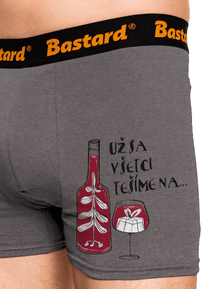 Vianoce vo víne boxerky Gray Melange