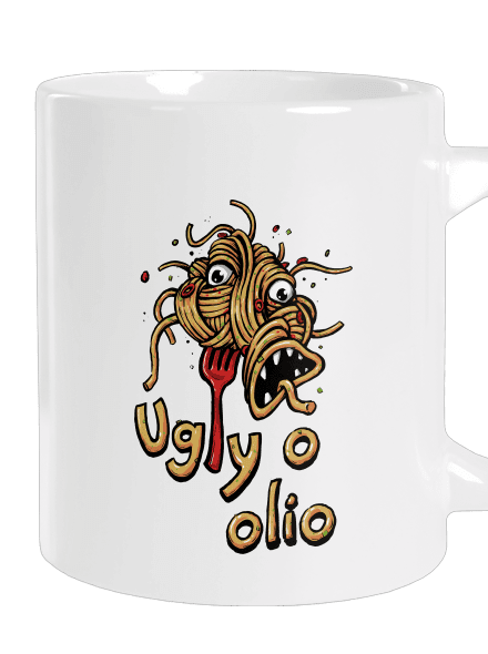 Ugly o olio veľký hrnček White