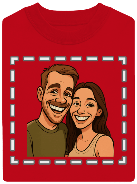 Karikatúra z vlastnej fotky unisex mikina bez kapucne Red