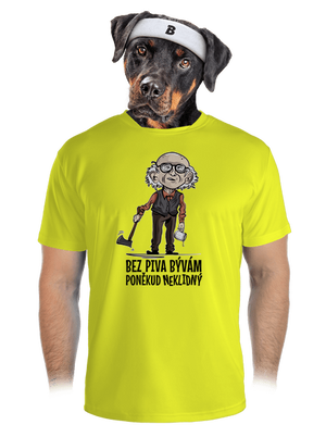 Neklidný bez piva pánske športové tričko Neon Yellow