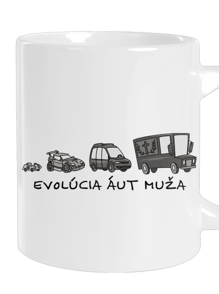 Evolúcia áut muža veľký hrnček White