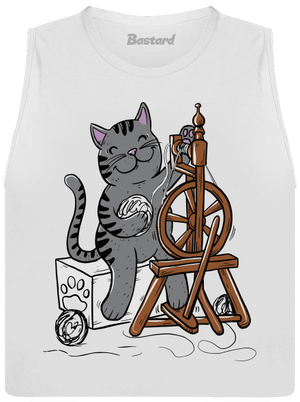 Mačka pradie dámske tielko voľné White