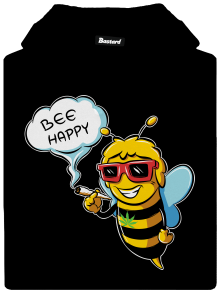 Bee happy pánska mikina klokanka Black