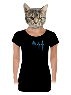 Coffee help dámske tričko s lemom Black