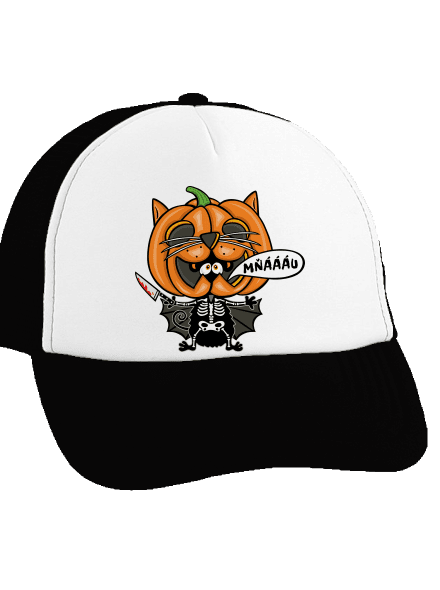 Halloweenská kočička šiltovka truckerka Black cap