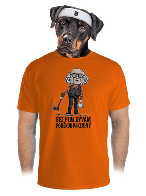 Neklidný bez piva pánske športové tričko Neon Orange