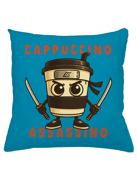 Cappuccino Assasino – Italian Brainrot vankúš Blue Turquoise
