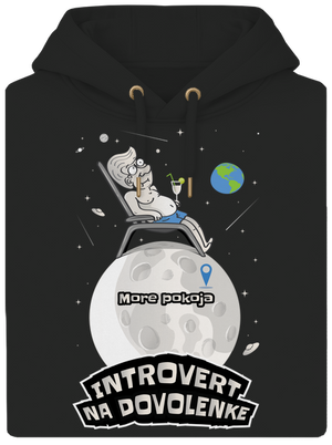 Introvert na dovolenke unisex mikina premium Dark Black