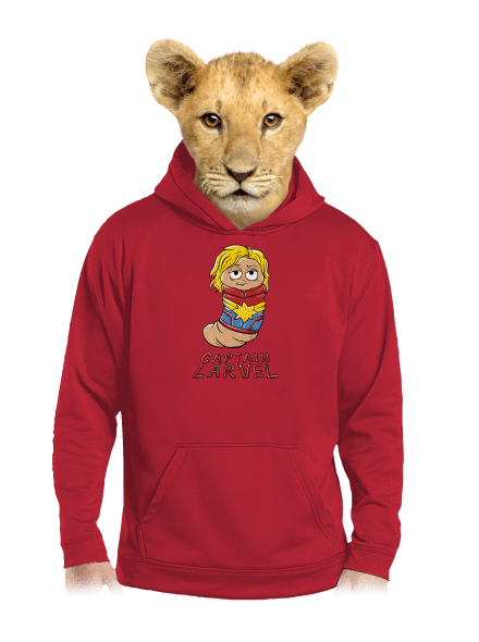 Captain Larvel detská mikina klokanka Fire Red
