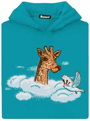 Žirafa v oblakoch detská mikina klokanka Hawaiian Blue