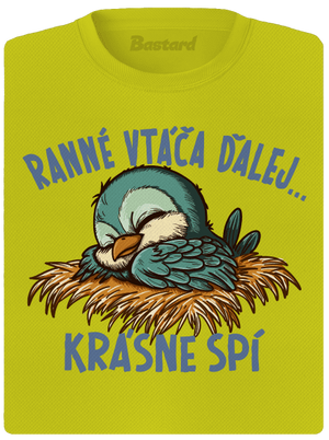 Ranné vtáča spí dámske športové tričko Neon Yellow