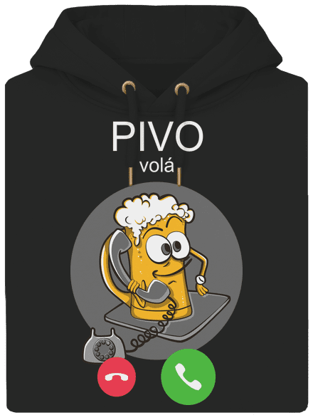 Pívo volá unisex mikina premium Dark Black