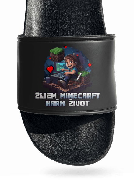 Žijem Minecraft šľapky Black