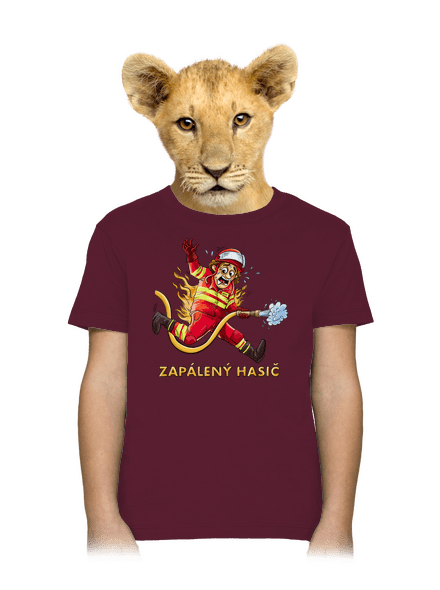 Zapálený hasič a hasička detské tričko Burgundy