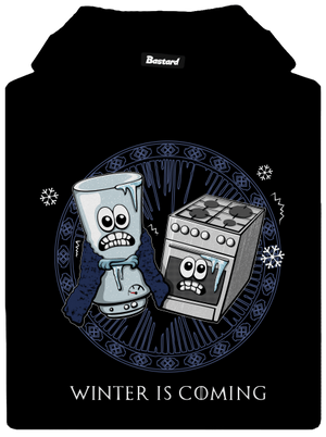 Winter is coming pánska mikina klokanka Black