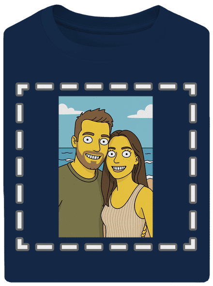 Simpsonovi z vlastnej fotky unisex tričko oversized Midnight Blue