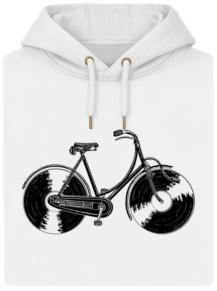 Gramofónový bicykel unisex mikina premium Snowwhite