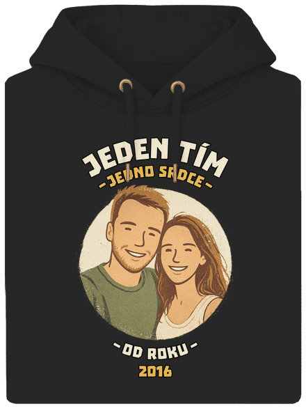 Jeden tím z vlastnej fotky unisex mikina premium Dark Black