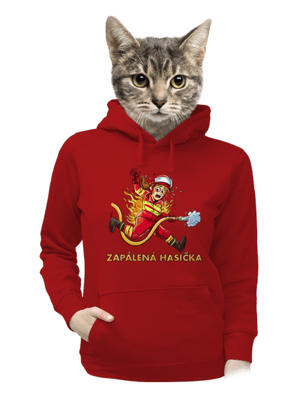 Zapálený hasič a hasička dámska mikina klokanka Red Mal