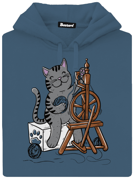 Mačka pradie dámska mikina klokanka Denim