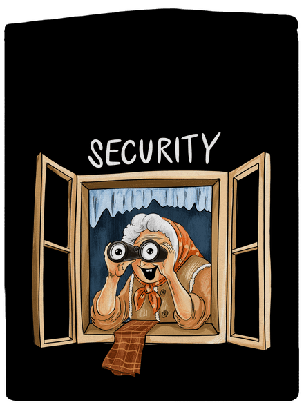 Security babička pánska mikina na zips Black