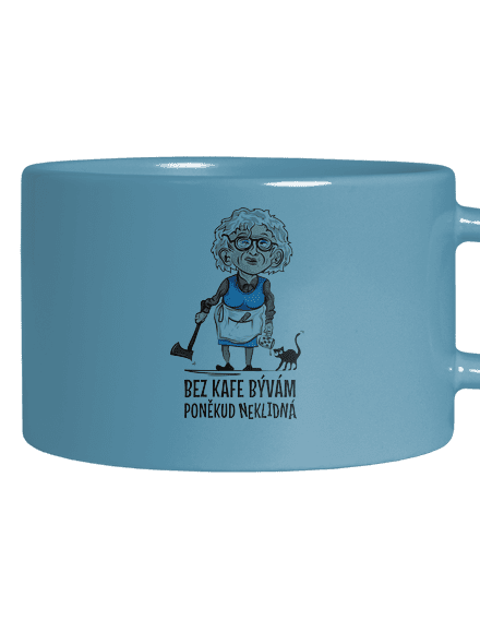 Neklidná bez kafe hrnček makronka Blue Macaron