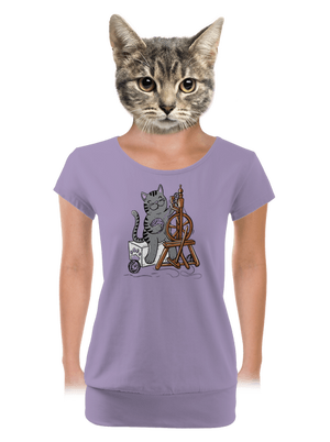 Mačka pradie dámske tričko s lemom Lavender
