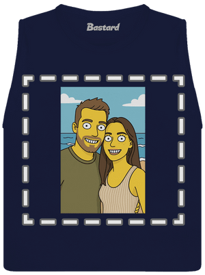 Simpsonovi z vlastnej fotky dámske tielko voľné Navy