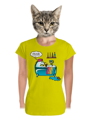 Ako sa stať jednorožcom dámske tričko prémium Lemon