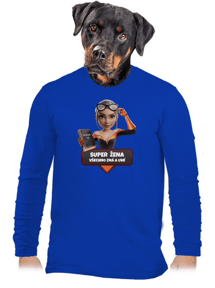 Super mama pánske dlhý rukáv Royal Blue