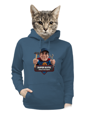 Super otec dámska mikina klokanka Denim