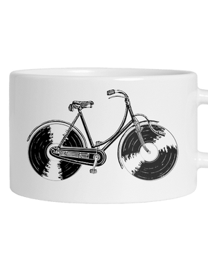 Gramofónový bicykel hrnček makronka White