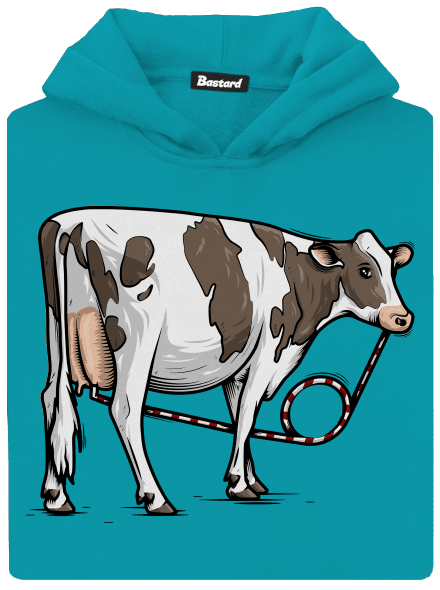 Cow drink detská mikina klokanka Hawaiian Blue