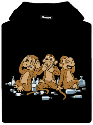 Trojnásobná opica pánska mikina klokanka Black