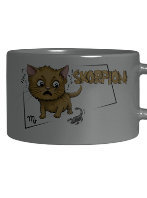 Mačací horoskop: Škorpion hrnček makronka Grey Macaron